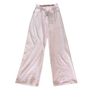 NWT Juicy Couture Pale Pink Velour Ruffle Waist Wide Leg Sweatpants Pants - L